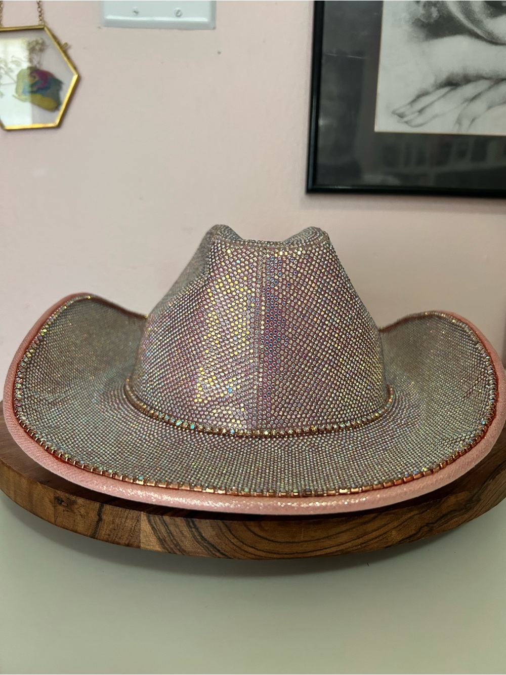 Embellished Pink Rhinestone Cowboy Hat - Picture 3 of 7